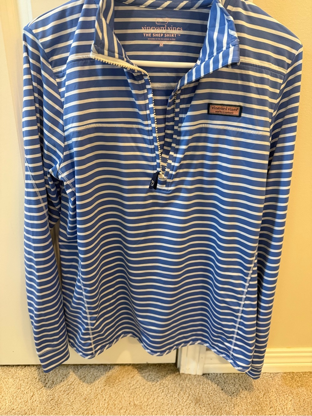 Vineyard Vines Blue and White Striped Men’s Rash Guard
